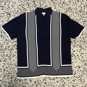 Reiss Men’s blue & white patterned Mens button down Size XL